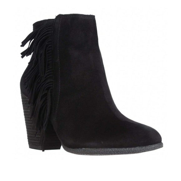 Black Fringe Booties Size 9W - Picture 1 of 8